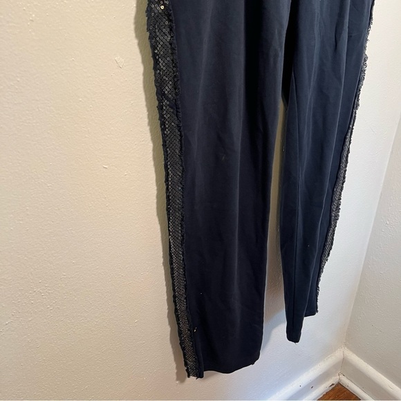 Navy Blue Sweatpants Sequin Side Stripes - Picture 5 of 10